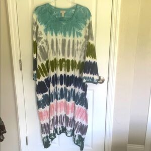 LOGO by Lori Goldstein long sleeved tie-dye dress size 3X
